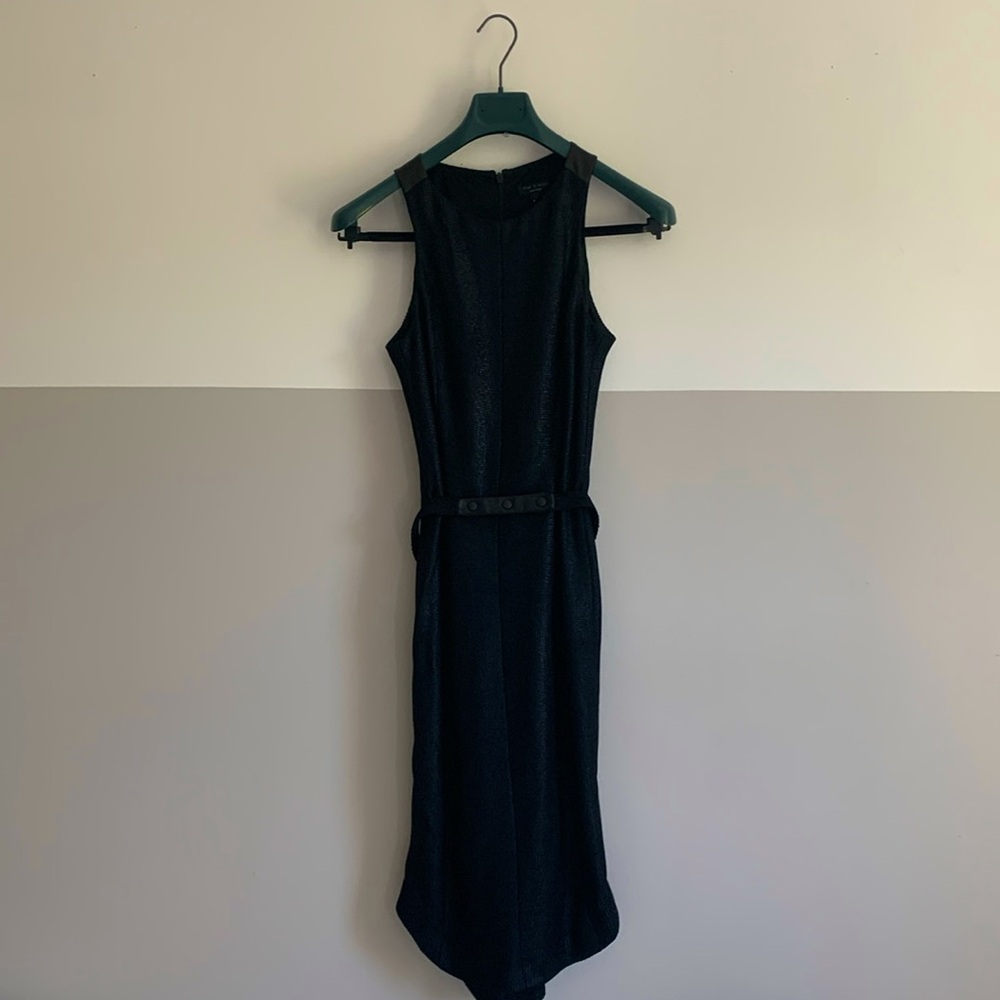 rag & bone black cocktail dress with leather details. Size 4